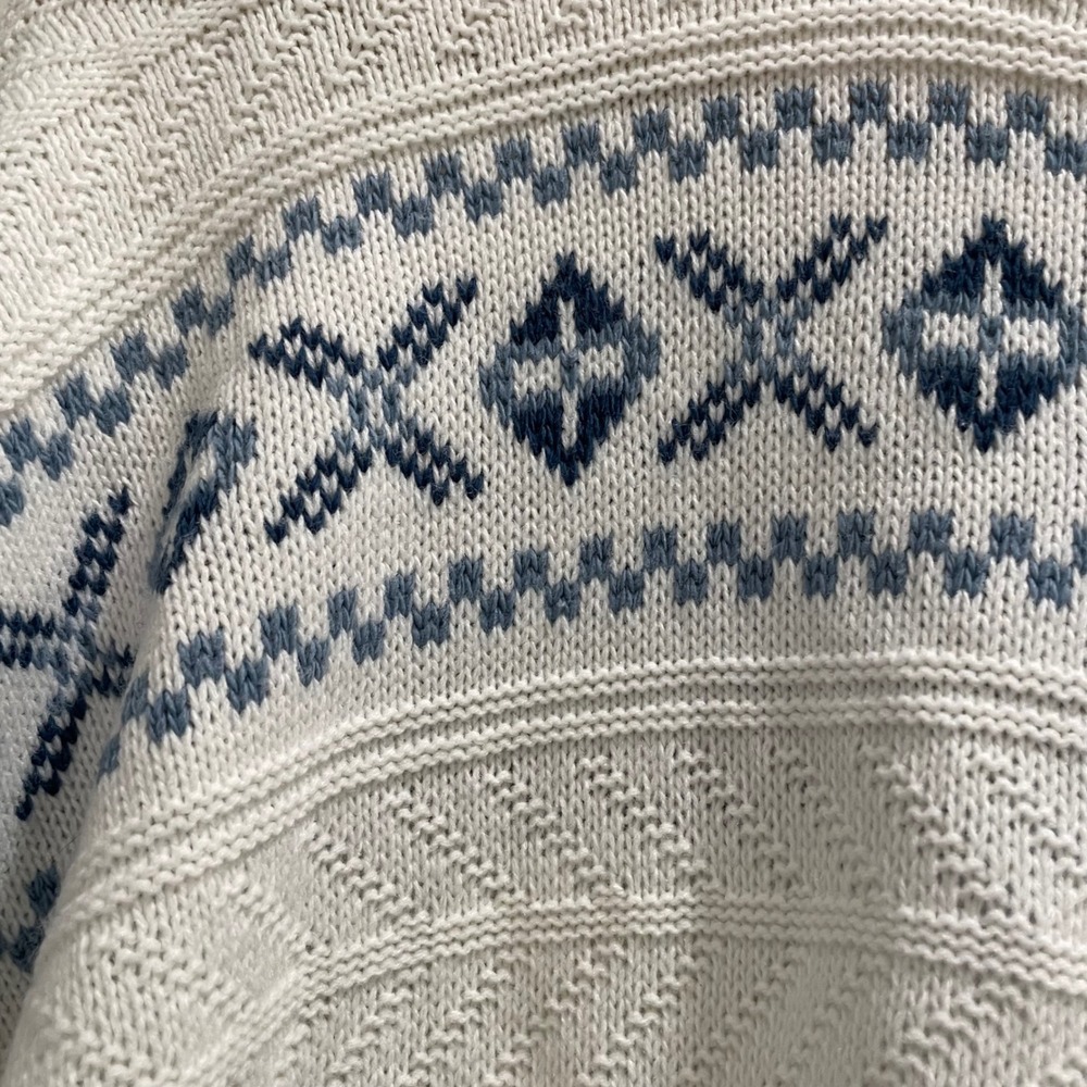 Vintage American Pride Fair Isle Sweater Womens Blue White Mock Neck Made in USA - Picture 3 of 5